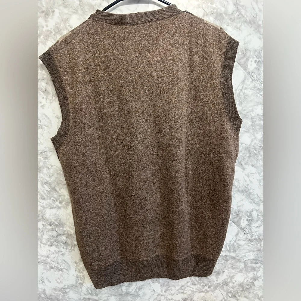 St. Patrick Brown & Cream Argyle V-Neck Sweater Vest/ XL - Picture 3 of 6